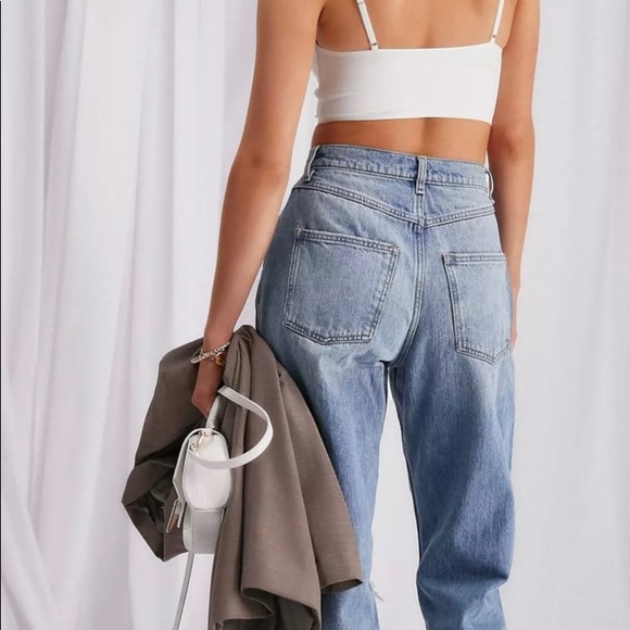 NWT Mom Jeans by ASOS Design Ripped Knee 32/32 100% Cotton US 12/14 Fall ready - Picture 3 of 14